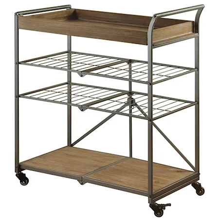 Grant Contemporary Style Folding Metal Serving Cart